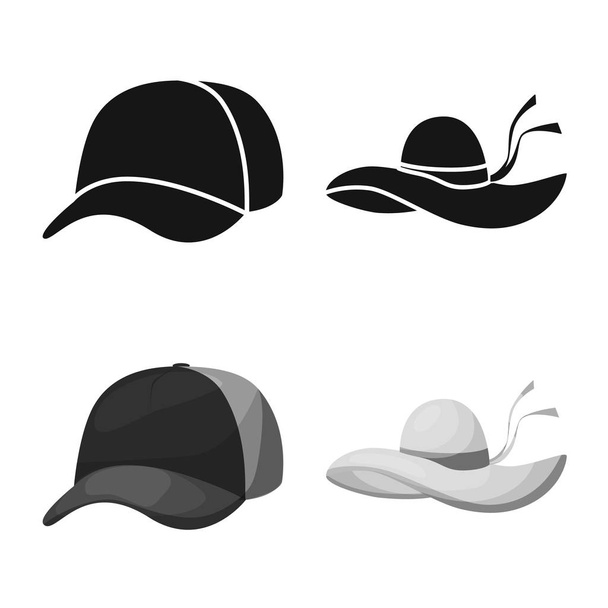 Isolated object of clothing and cap symbol. Set of clothing and beret stock symbol for web. - Διάνυσμα, εικόνα