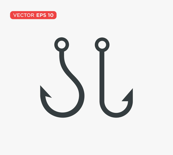 Fishing Hook Icon Vector Illustration - Vector, Image