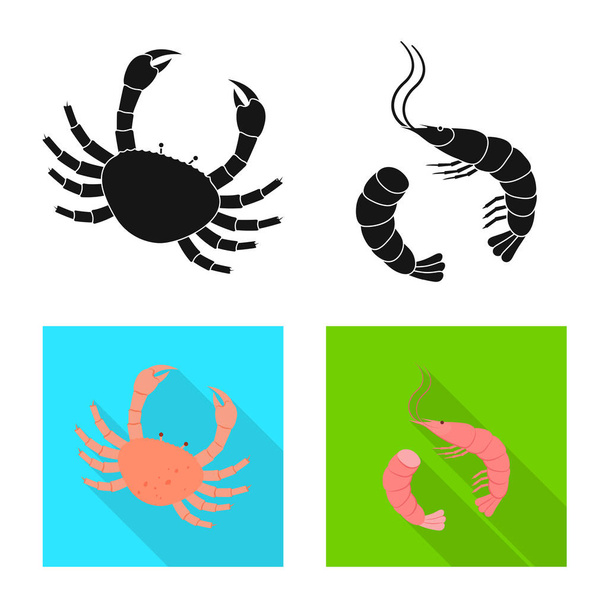 Vector design of fresh and restaurant logo. Set of fresh and marine vector icon for stock. - Vetor, Imagem