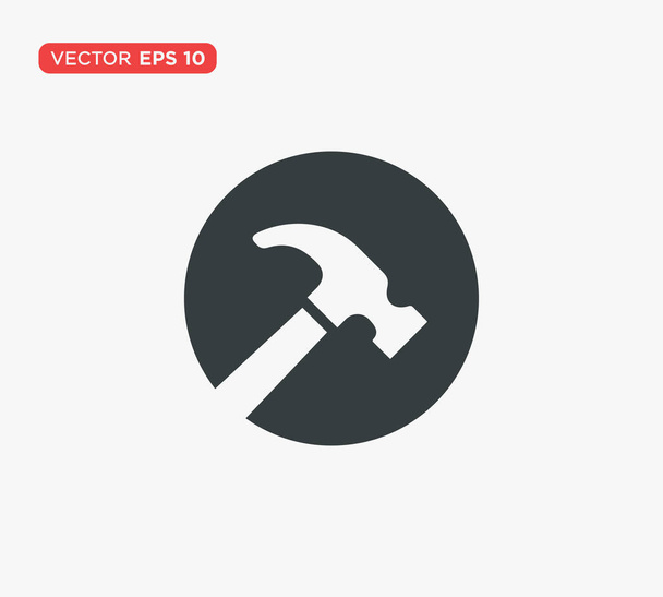 Hammer Icon Flat Vector Illustration - Vector, Image
