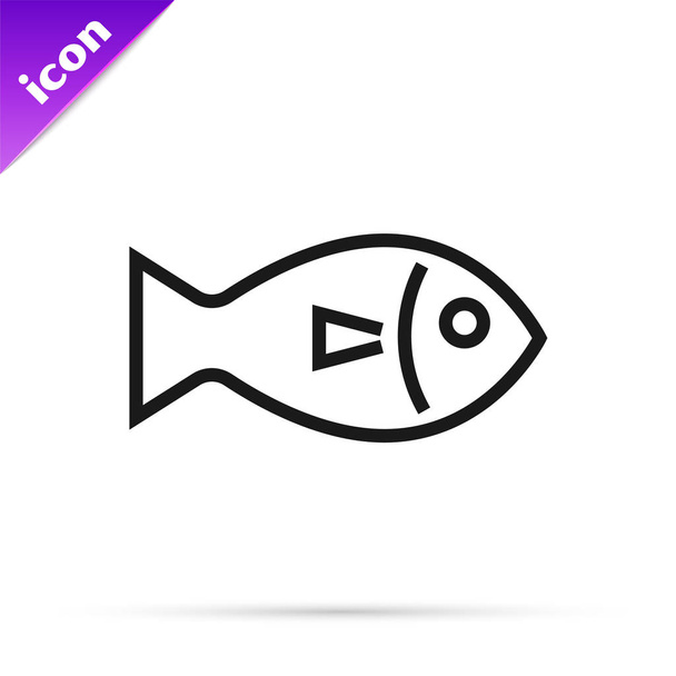 黒い線魚のアイコンは、白い背景に分離されています。ベクトルイラストレーション - ベクター画像