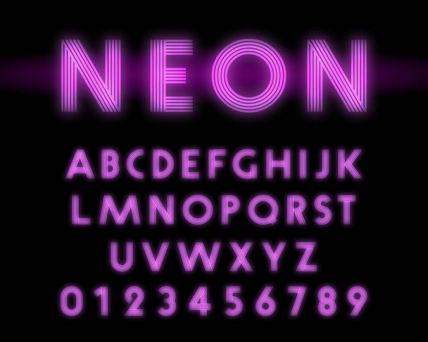 Caratteri retrò alfabeto neon. Lettere e numeri linea di progettazione
 - Vettoriali, immagini