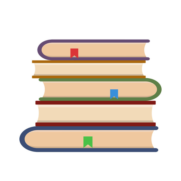 Düz kitap simgesi. Kütüphane kitapları, açık sözlük sayfası ve ansiklopedi - Vektör, Görsel