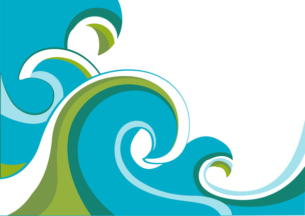 Natura mare con onde e sole.Illustrazione vettoriale isolato su wh
 - Vettoriali, immagini