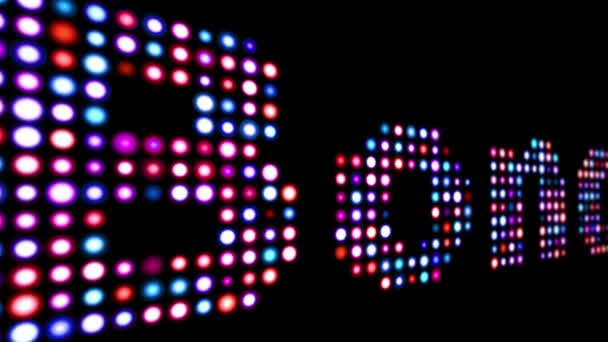 Obligacje LED tekst izolowany na czarno - Materiał filmowy, wideo