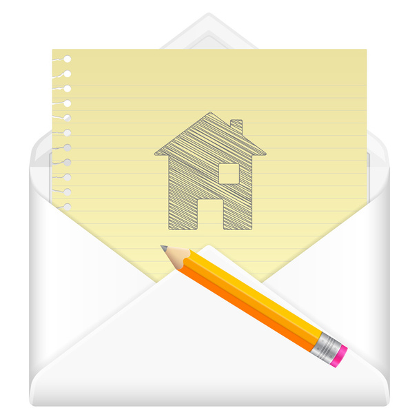 envelope with drawing house symbol - Vetor, Imagem