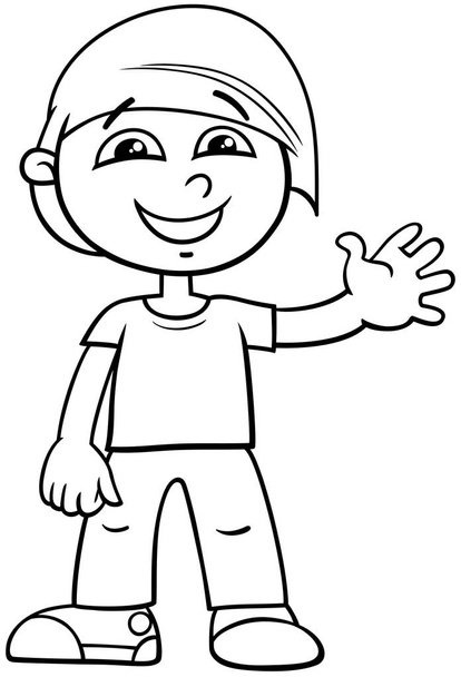 funny boy cartoon character color book - Vector, Image