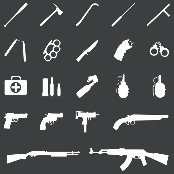 Vector set of 21 white weapon icons - Vector, Image