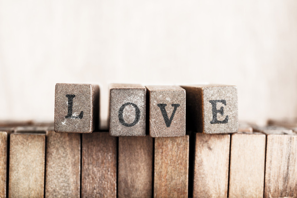 Cubo de madera hacer palabra, "amor
" - Foto, Imagen