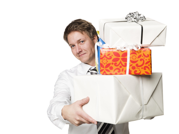 Man with gifts - Zdjęcie, obraz