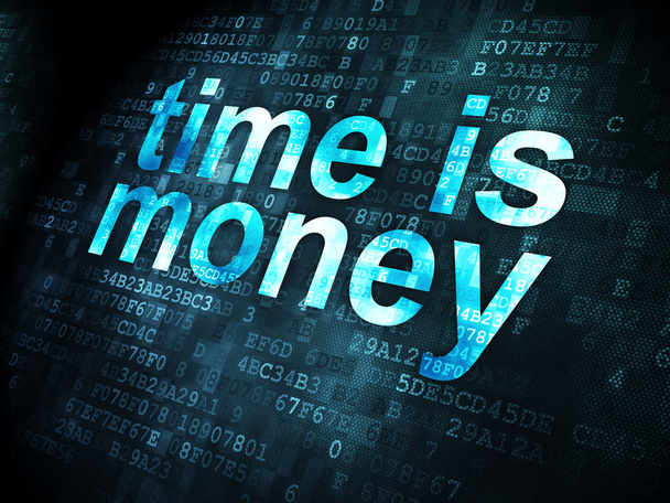 Concepto de línea de tiempo: El tiempo es dinero en el fondo digital
 - Foto, Imagen