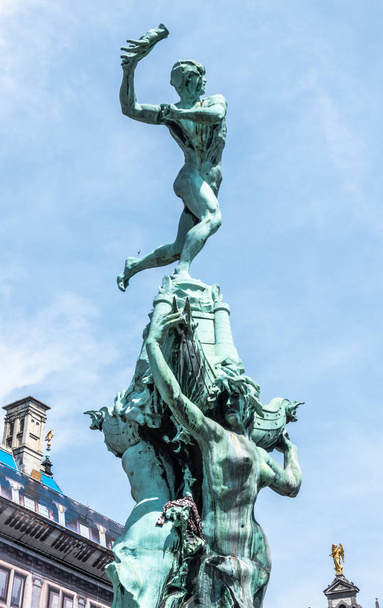 Top of Brabo Statue in Antwerpen, Belgium. - Photo, Image