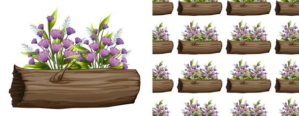 Bezproblémový design s purpurovými květy na logu - Vektor, obrázek
