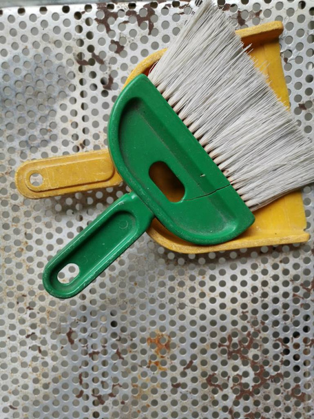 Mini műanyag Hand DUSTPAN és Brush tisztítás Sweeper por Pan szett - Fotó, kép