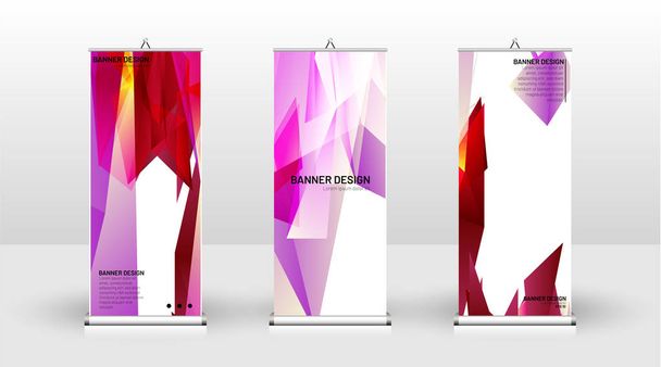Vertical banner template design. can be used for brochures, covers, publications, etc. the concept of a triangular design background pattern - Vector, Image
