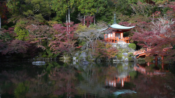 malownicze nagrania pięknej tradycyjnej japońskiej pagody - Materiał filmowy, wideo