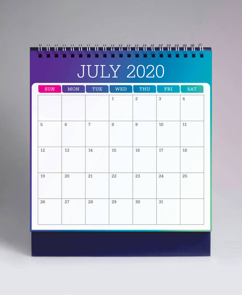 Simple desk calendar 2020 - July - Photo, Image