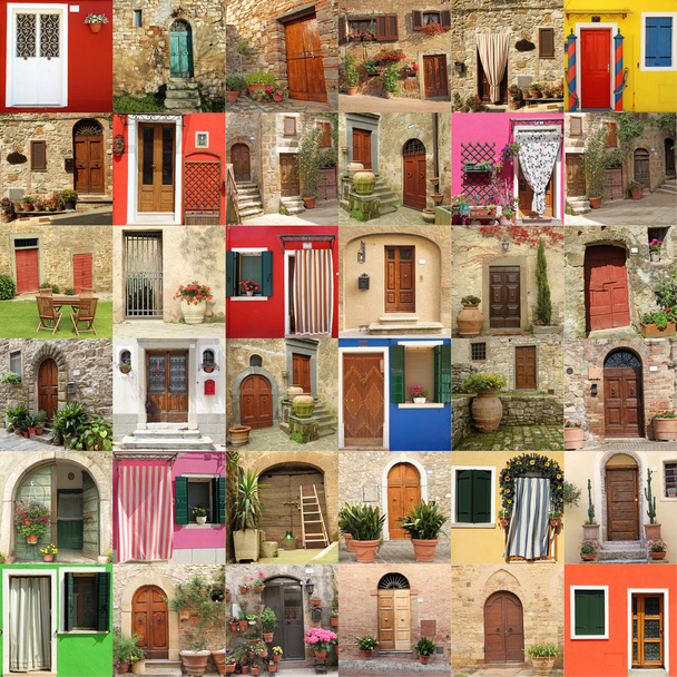 αφηρημένη σπίτι από πολλές πόρτες, εικόνες από την Ιταλία, Ευρώπη - Φωτογραφία, εικόνα