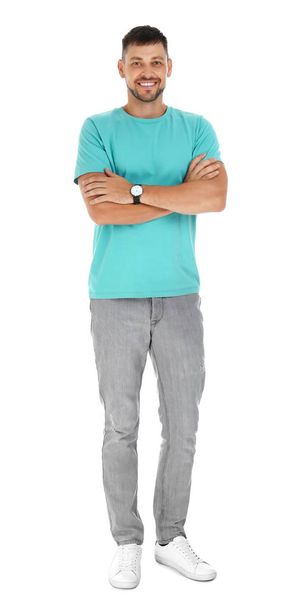 Portrait of man in casual outfit on white background - Φωτογραφία, εικόνα