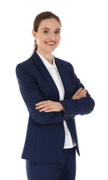 Professional business trainer posing on white background - Fotoğraf, Görsel