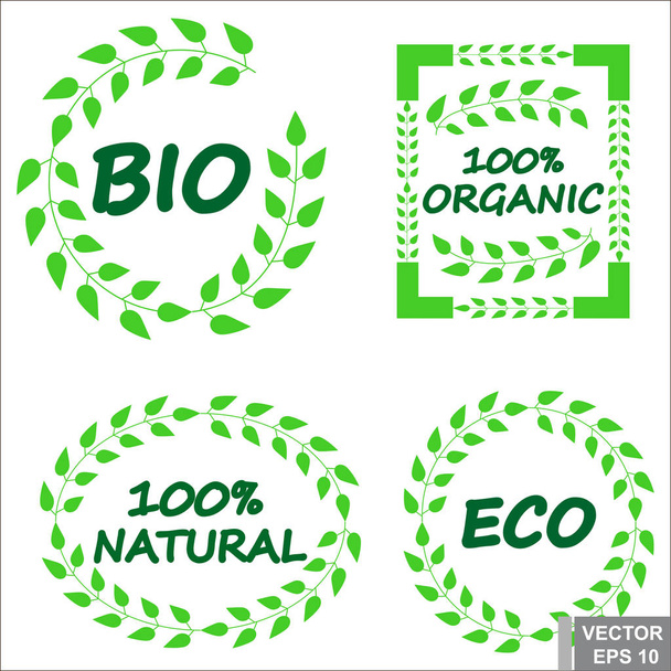Sticker. Bio. Eco. Natural product. Organic. Green. For your design. - Wektor, obraz