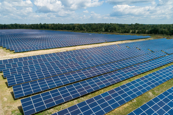 Aerial top view of a solar pannels power plant - Photo, Image