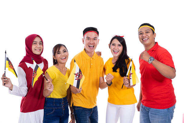 cheerful supporting brunei nation - Foto, imagen