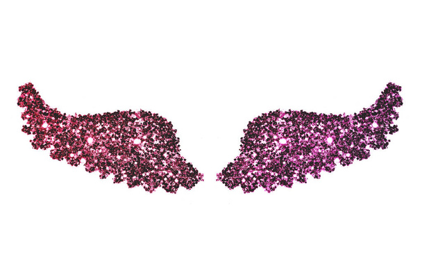Abstracte vleugels van paarse glitter op witte achtergrond-interessant en mooi element voor uw ontwerp - Foto, afbeelding