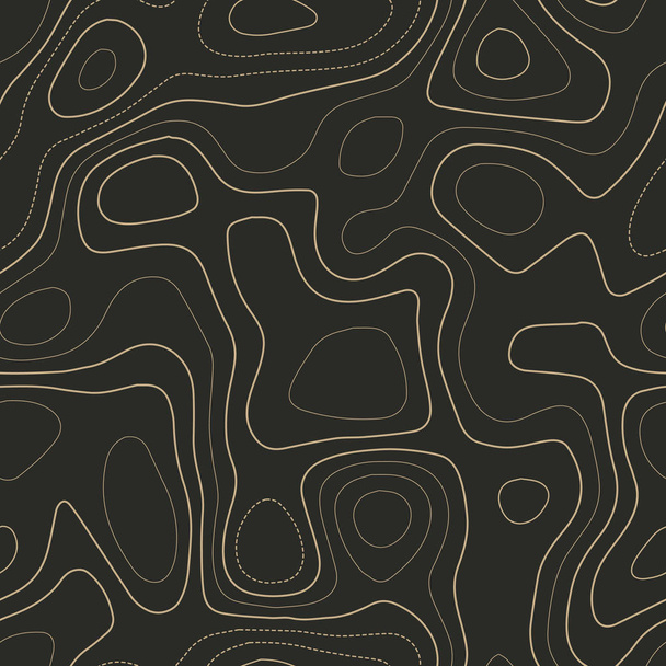 Líneas de contorno Mapa topográfico real Diseño inconsútil Vector de patrones de islotes preciosos
 - Vector, Imagen