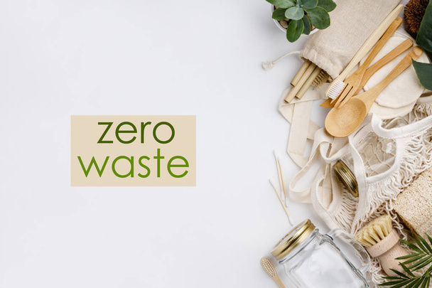 Zero waste, Recycling, Sustainable lifestyle concept, flat lay - Фото, изображение