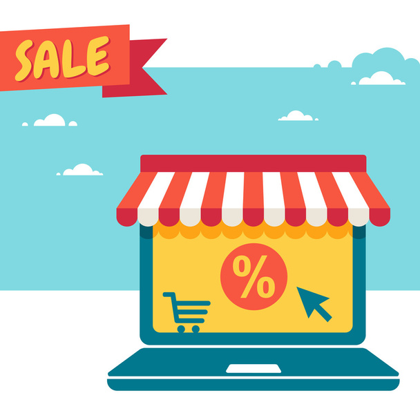 Internetový obchod. prodej. přenosný počítač s Markízou - Vektor, obrázek