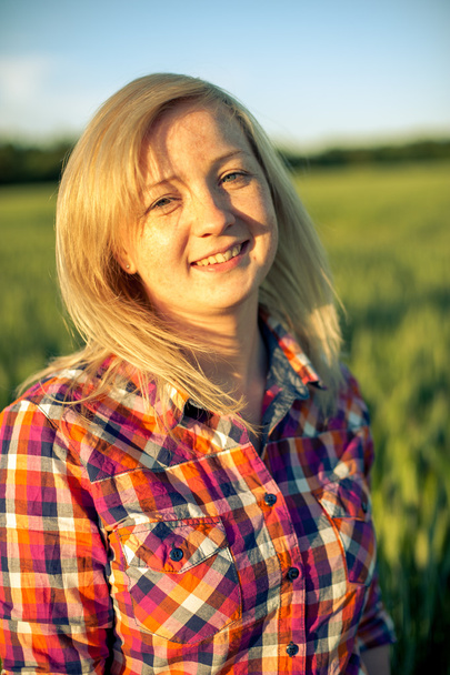 portrait of freckled blonde outside - Fotografie, Obrázek
