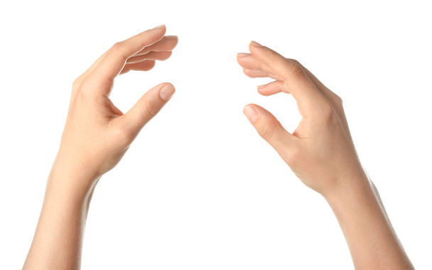 Hermosas manos femeninas sobre fondo blanco
 - Foto, Imagen