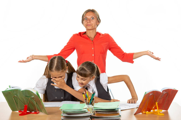 Teacher can't do anything with naughty kids in class - Photo, Image
