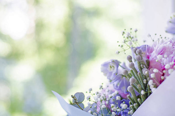 Bouquet of flowers close-up. Peonies, hydrangea. - Photo, Image