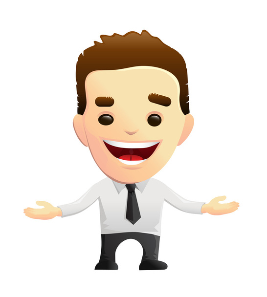 Personnage d'homme d'affaires souriant avec bras ouverts
 - Vecteur, image
