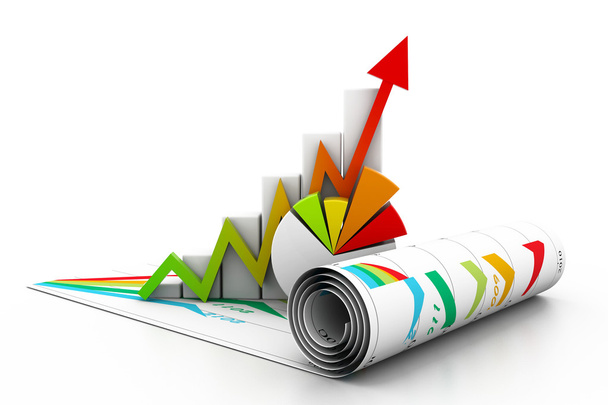 3d business growth graph - Foto, immagini