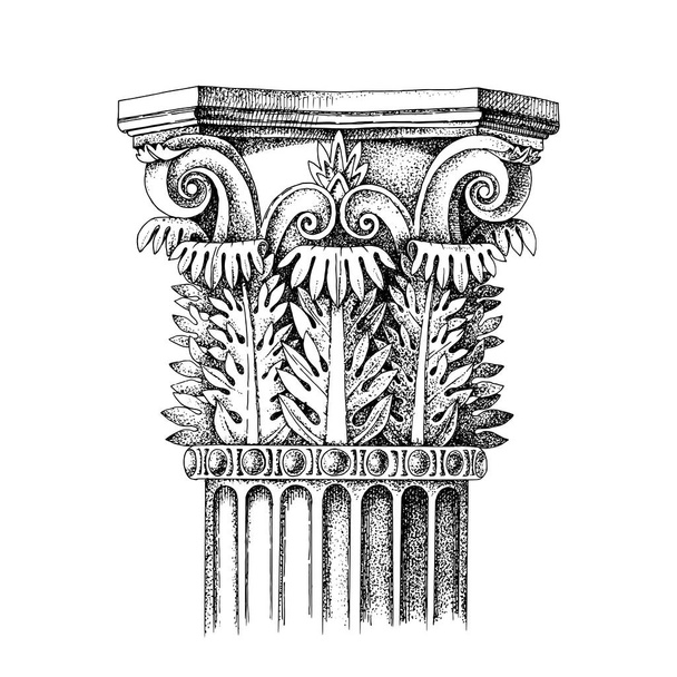 Hand drawn Capital of the Corinthian order - Vetor, Imagem
