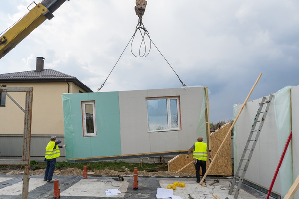 Construction of new and modern modular house - Foto, Imagen