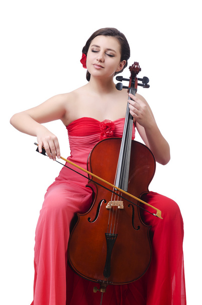 Молода дівчина зі скрипкою на білому
 - Фото, зображення