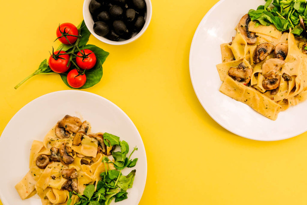 Italian Style Mushroom Pappardelle Pasta Meal - Photo, Image