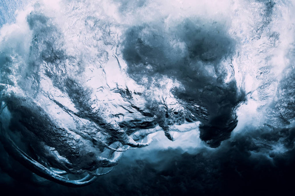 Breaking wave with vortex in underwater. Ocean element in underw - Photo, Image