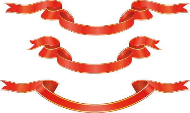 Набор красных лент, векторная иллюстрация
 - Вектор,изображение