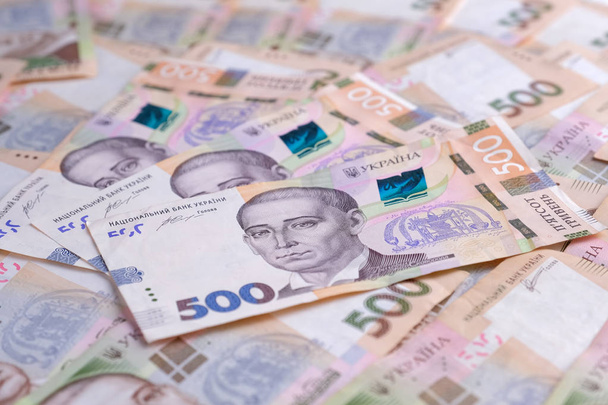 Billets ukrainiens valeur de 500 hryvnias UAH gros plan
. - Photo, image