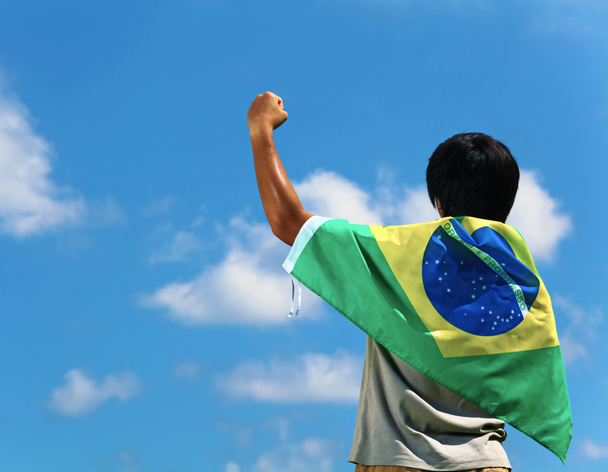 Βραζιλία υποστηρικτής χέρι επάνω - Φωτογραφία, εικόνα
