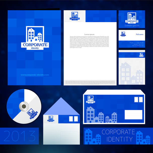 Modelo de identidade corporativa azul com elementos redondos. Estilo da empresa vetora para brandbook e guideline
. - Vetor, Imagem