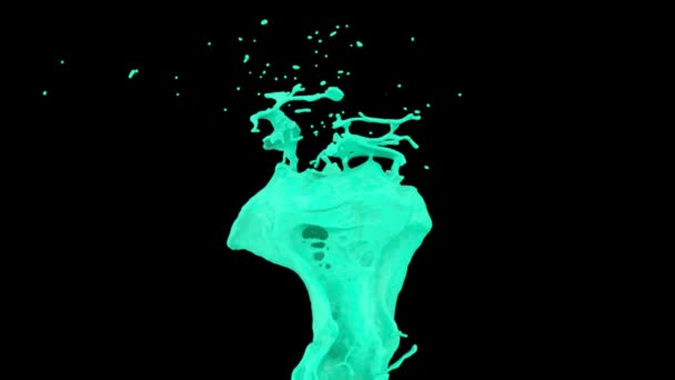 Abstract turquoise paint splash in dynamic super slow motion, isolated on black.  - Footage, Video