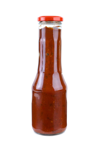 Flasche mit pikantem Tomatenketchup - Foto, Bild