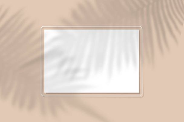 Κορυφαία προβολή της σκιάς φύλλων στο φόντο χρώμα άμμου. Επίπεδη στυλ. Ένα κομμάτι χαρτί σε φόντο. Με την επιβολή των σκιών των φυτών. Το φυσικό φως ρίχνει μια σκιά από πάνω. Η σκηνή ενός - Φωτογραφία, εικόνα
