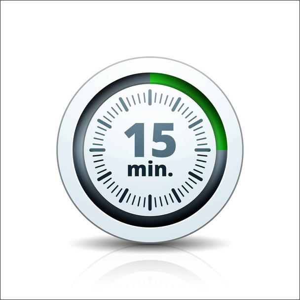 15 minutes Icône minuterie isolée sur fond blanc, vecteur, illustration
  - Vecteur, image